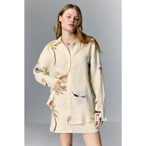 Soleil Soleil Off-White Keaton Shirt Size 2 with Discoloration